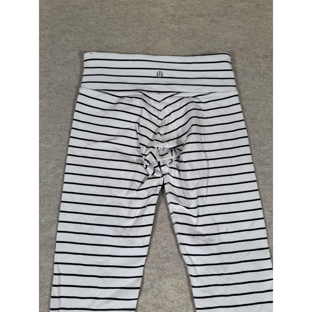 Lululemon Leggings Womens 4 White Striped Capri Yoga Athletic Stretch Gym - Picture 6 of 14